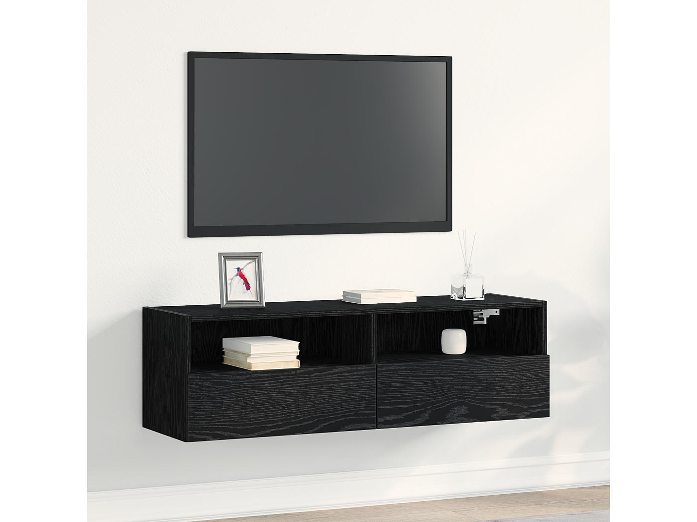 Tv-wandmeubel | TV-kast | Tv-Bank 100x30x30 cm bewerkt hout zwart ...