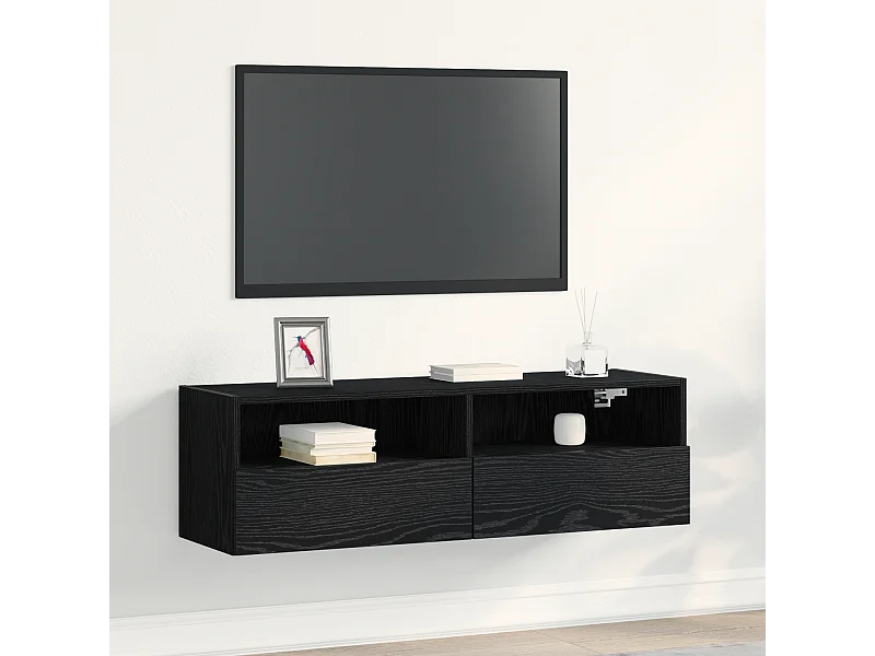 Tv-wandmeubel | TV-kast | Tv-Bank 100x30x30 cm bewerkt hout zwart eikenkleurig