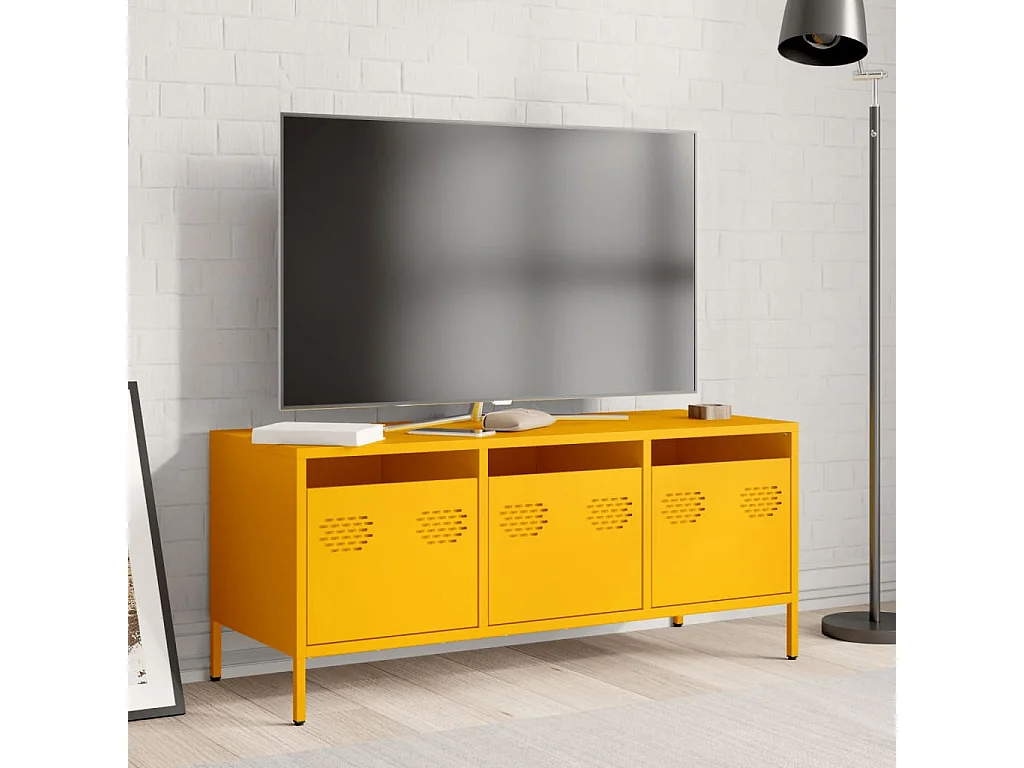 Tv-meubel | Tv-Bank | TV-kast101,5x39x43,5 cm koudgewalst staal mosterdgeel