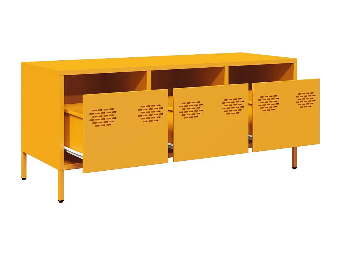 Tv-meubel | Tv-Bank | TV-kast101,5x39x43,5 cm koudgewalst staal mosterdgeel
