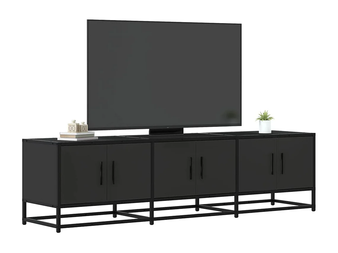 Tv-meubel | Tv-Bank | TV-kast150x35x41 cm bewerkt hout en metaal zwart