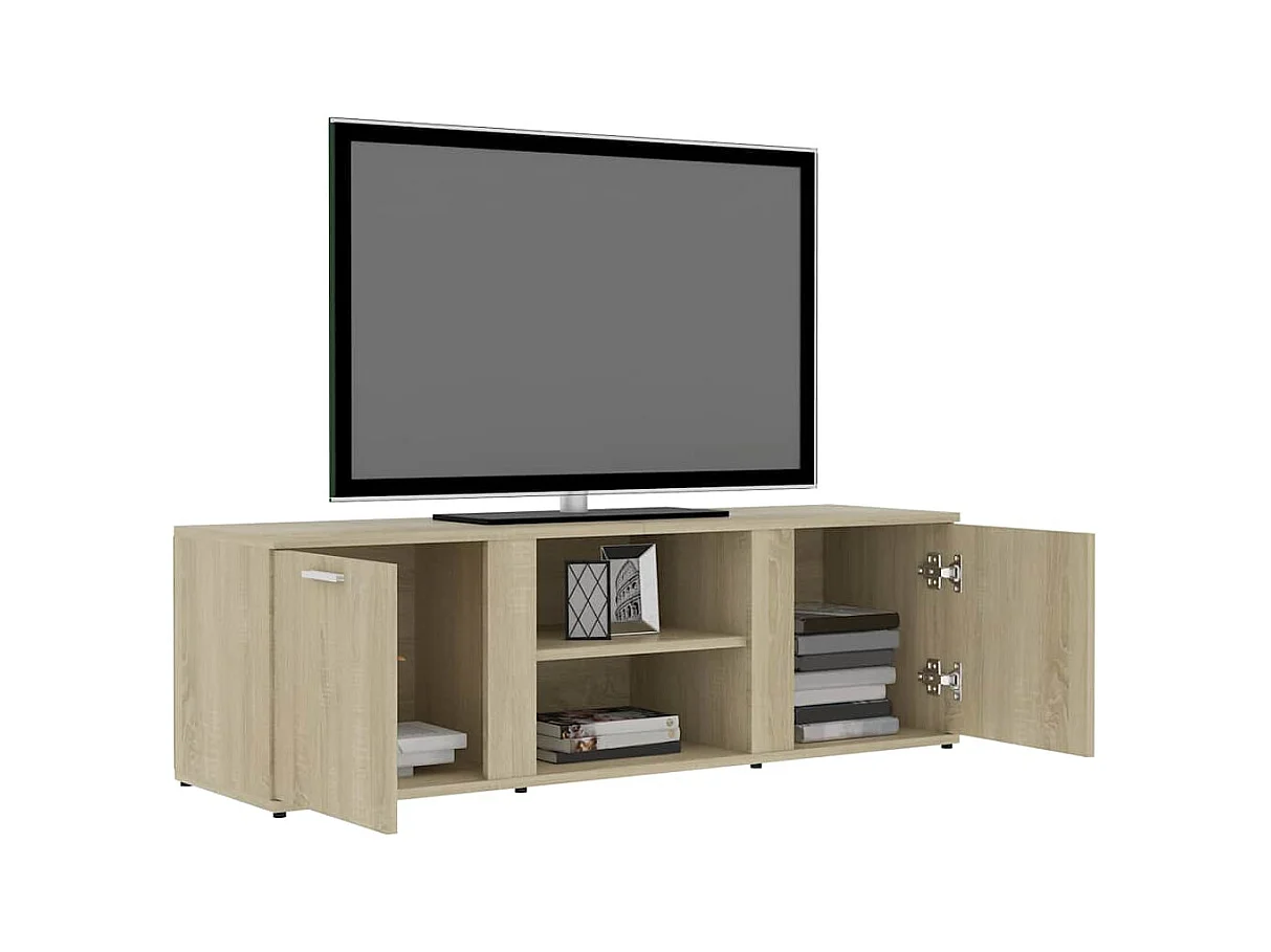 Mueble de TV | Mueble de salón madera contrachapada color roble 120x34x37 cm