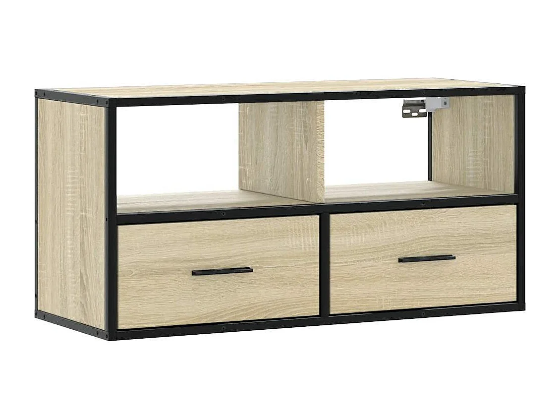 Tv-meubel | Tv-Bank | TV-kast80x31x39,5 cm bewerkt hout metaal sonoma eikenkleurig