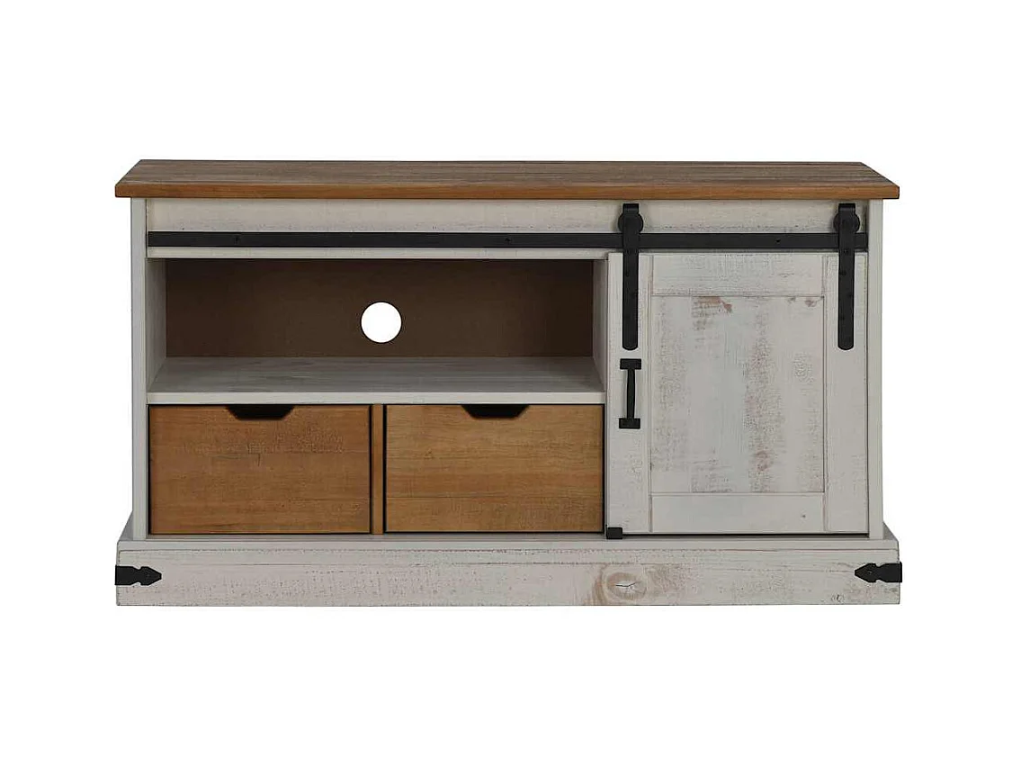 Mueble de TV | Mueble de salón HALDEN con puerta corredera blanco 110x40x60 cm