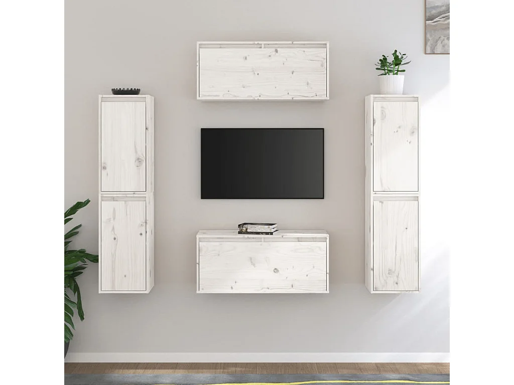 Meubles TV | Bancs TV | Armoires TV 6 pcs Blanc Bois massif de pin