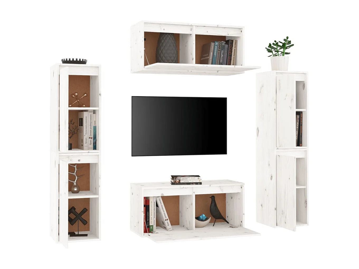 Meubles TV | Bancs TV | Armoires TV 6 pcs Blanc Bois massif de pin