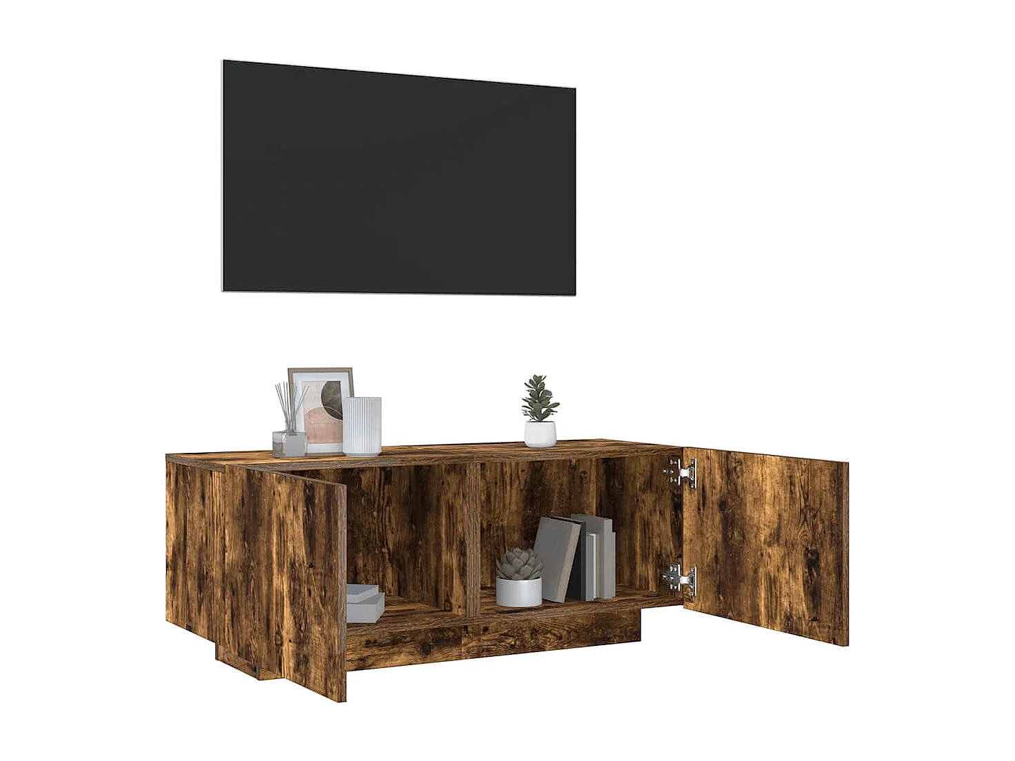 Meuble TV | Banc TV | Armoire TV Chêne fumé 100x35x40 cm Bois d'ingénierie