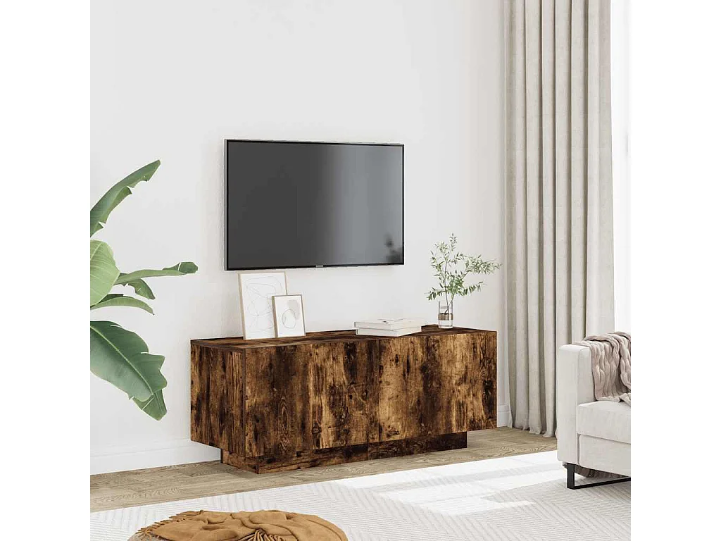Meuble TV | Banc TV | Armoire TV Chêne fumé 100x35x40 cm Bois d'ingénierie