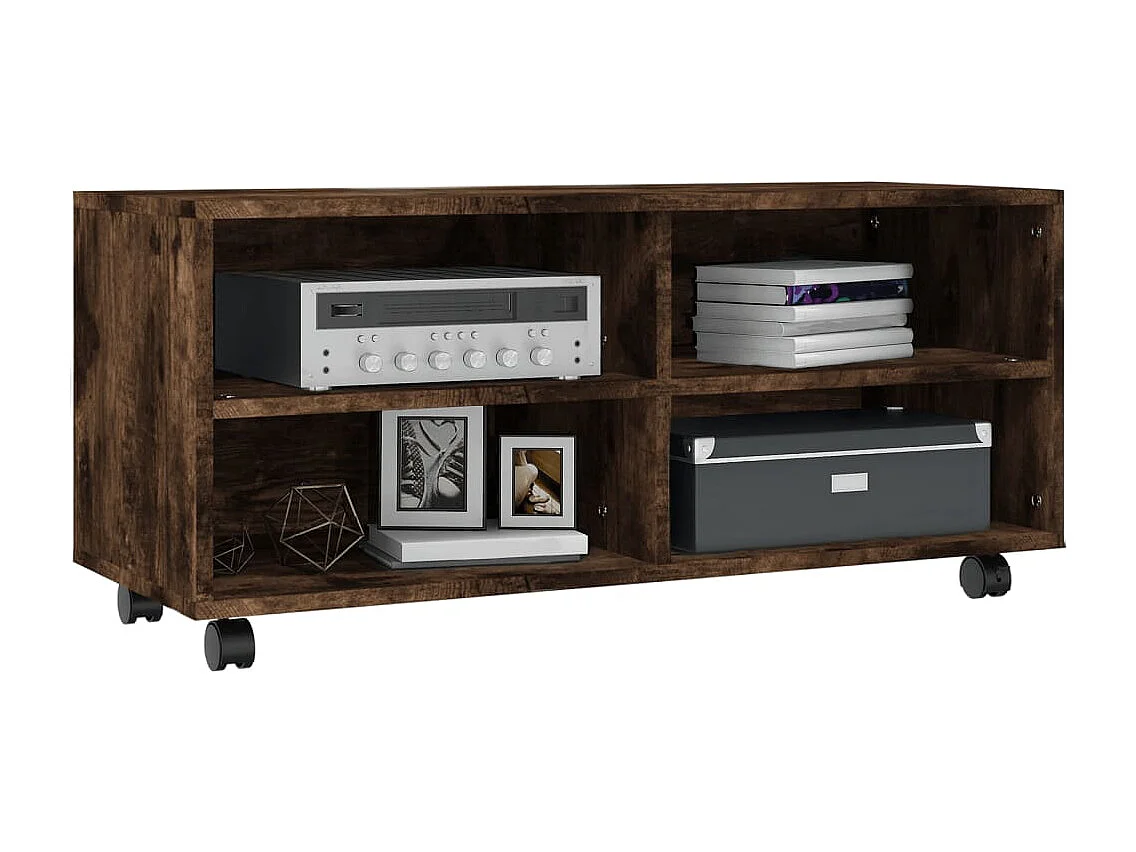 Meuble TV | Banc TV | Armoire TV sur roulettes Chêne fumé 90x35x35cm Bois d'ingénierie