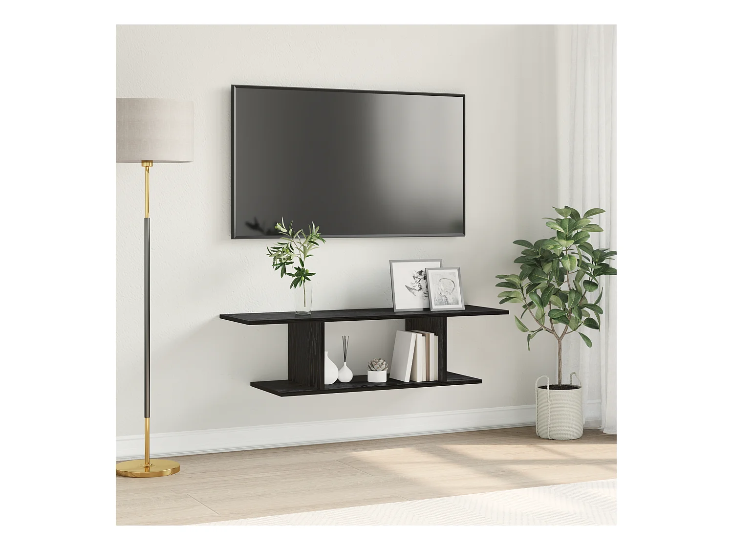 Gabinete de TV | Mueble de TV | Mueble de salón Negro 103 x 30 x 26.5 cm Madera contrachapada