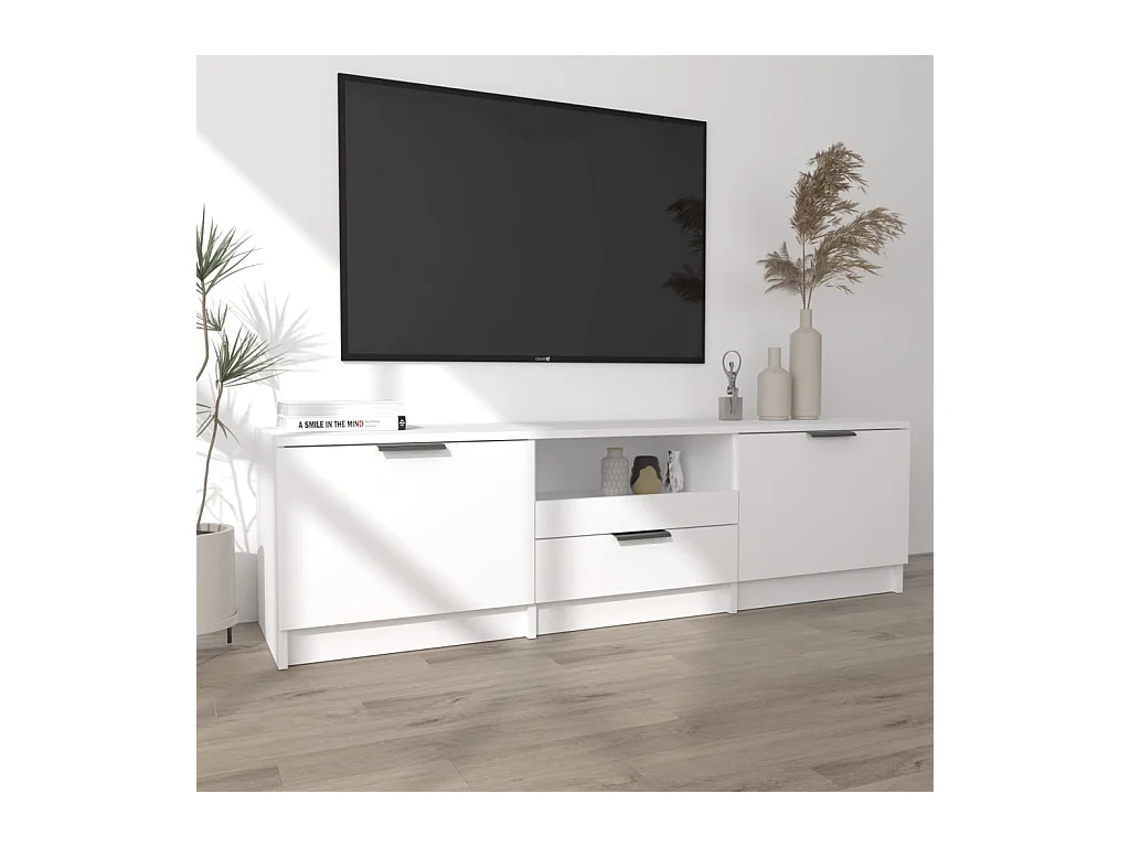 Mueble de TV | Mueble de salón blanco 140x35x40 cm madera de ingeniería