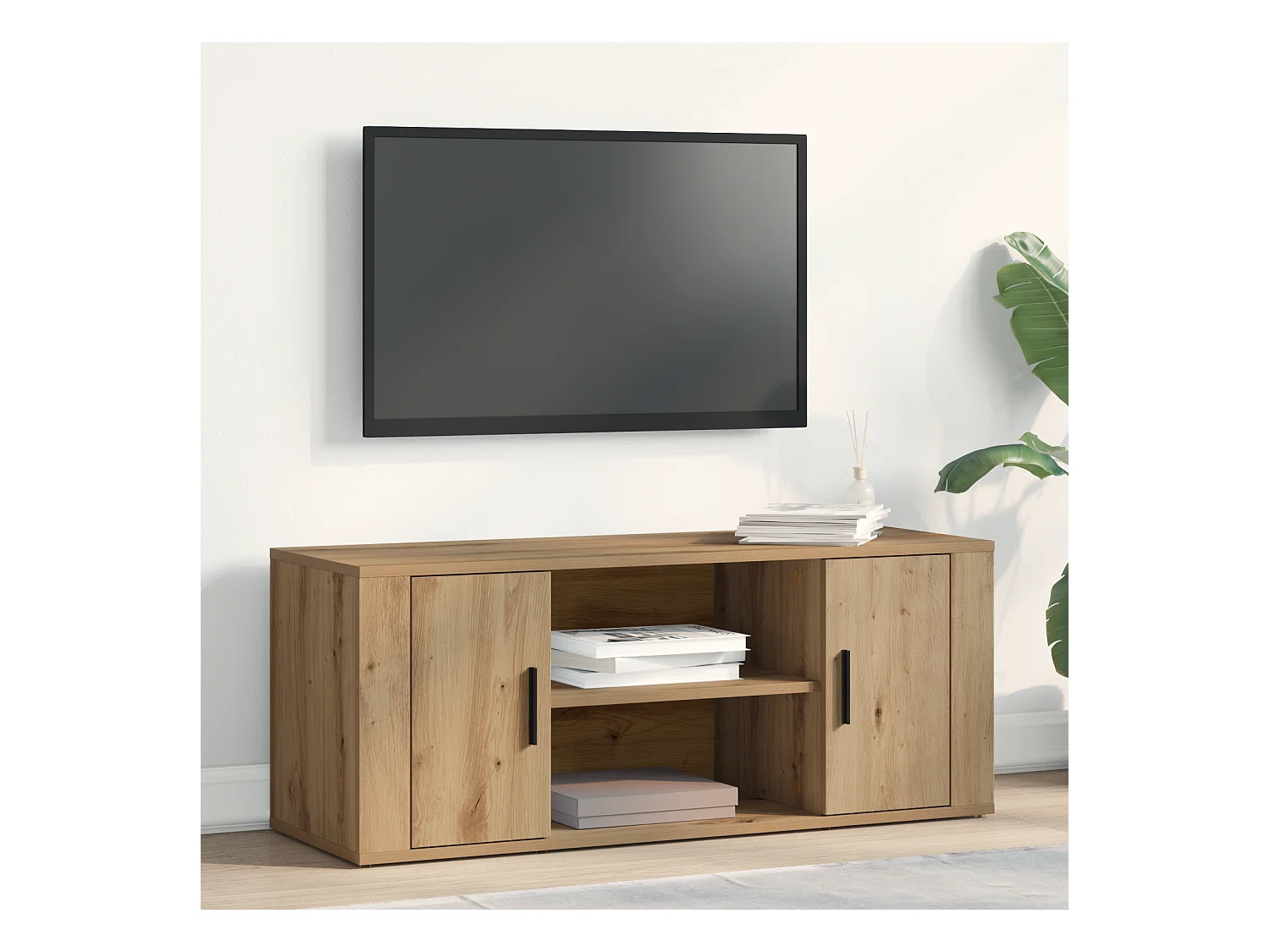 Meuble TV | Banc TV | Armoire TV Artisan Chêne 100x35x40 cm en Bois d'Ingénierie