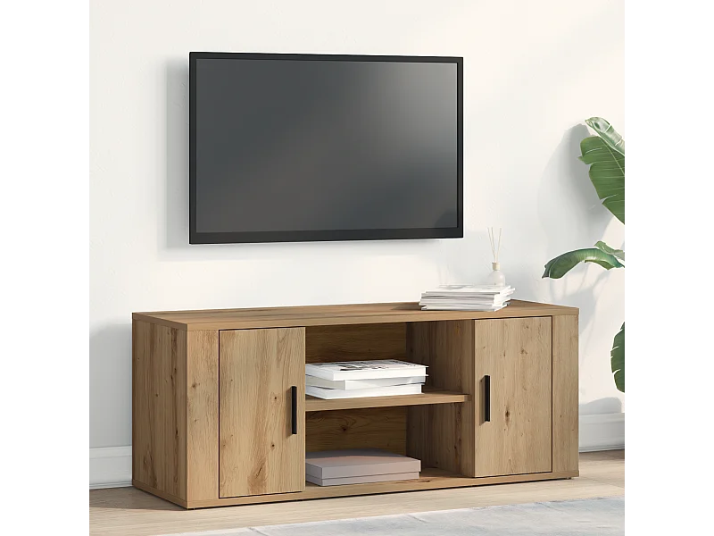 Tv-meubel | Tv-Bank | TV-kast100x35x40 cm bewerkt hout artisanaal eiken