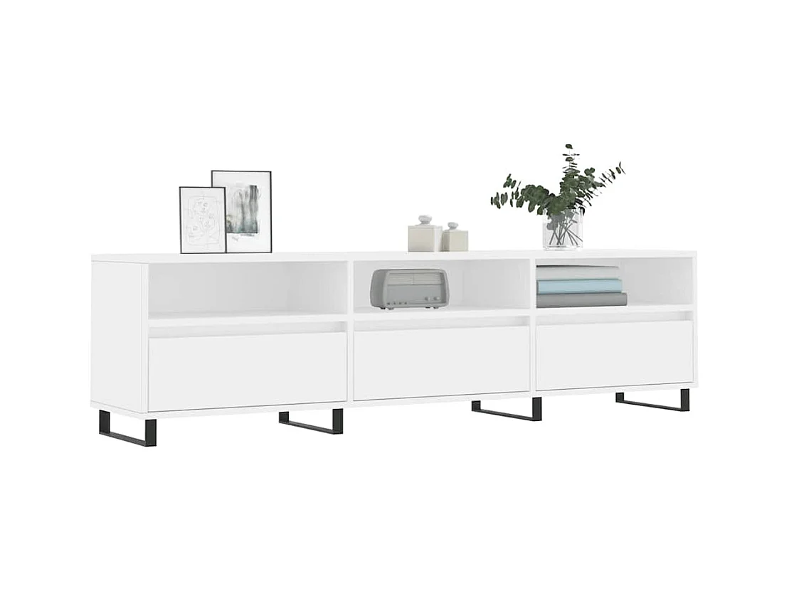 Mueble de TV | Mueble de salón madera contrachapada blanco 150x30x44,5 cm