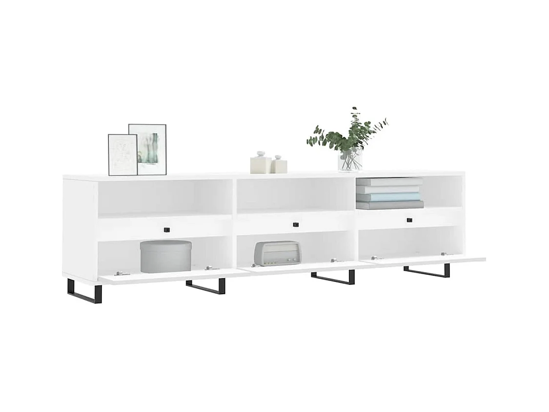 Mueble de TV | Mueble de salón madera contrachapada blanco 150x30x44,5 cm