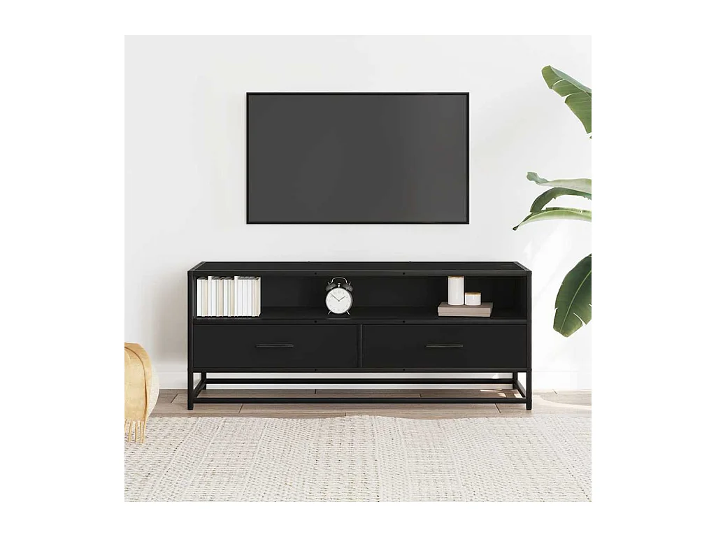 Mueble de TV | Mueble de salón madera de ingeniería y metal negro 100x34,5x40 cm