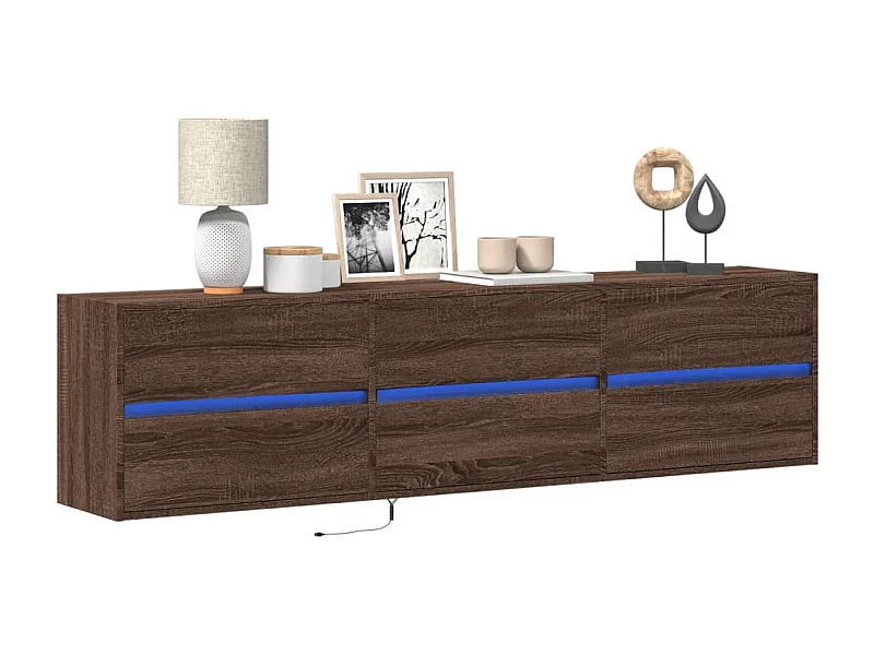 Tv-wandmeubel | TV-kast | Tv-Bank met LED-verlichting 180x31x45 cm bruin eikenkleur