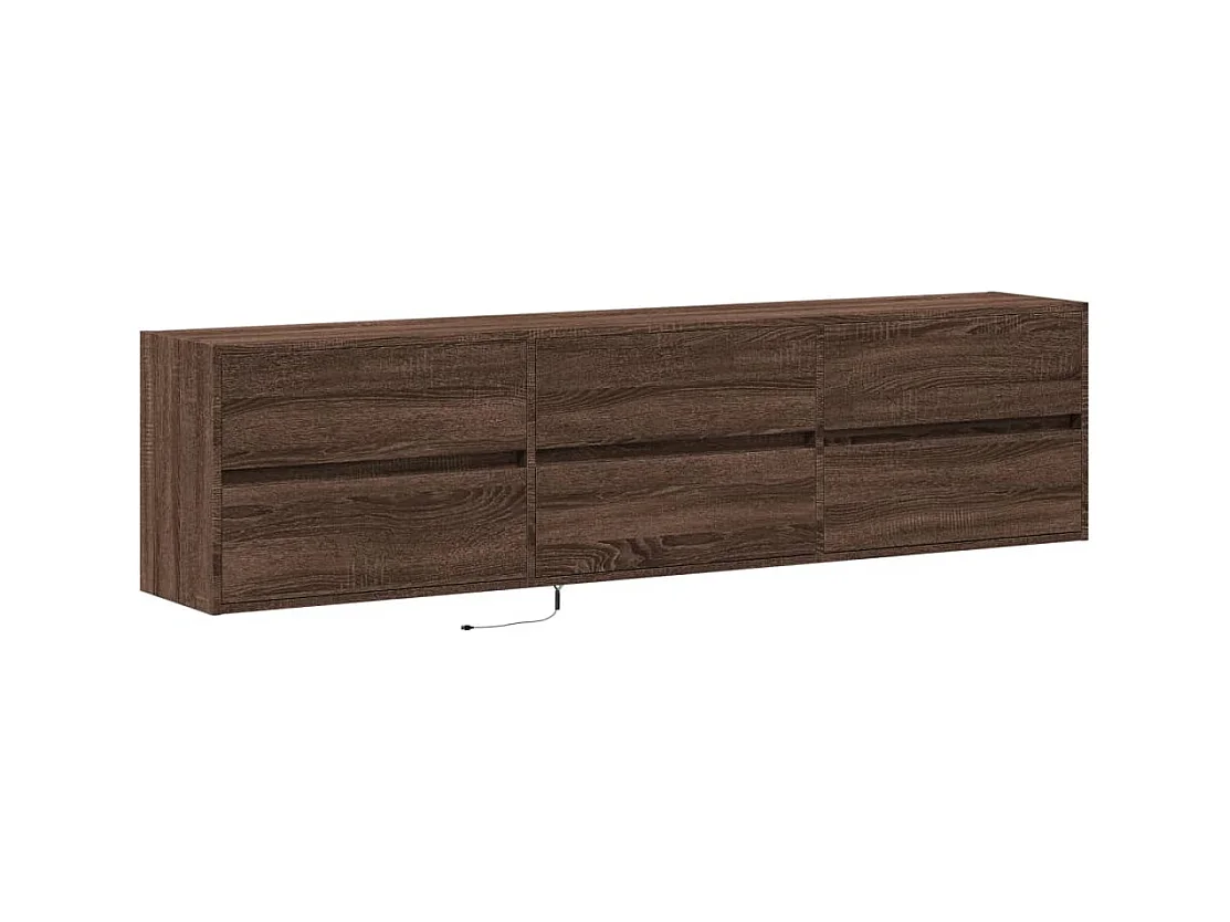 Mueble de TV | Mueble de salón de pared con LED marrón roble 180x31x45 cm