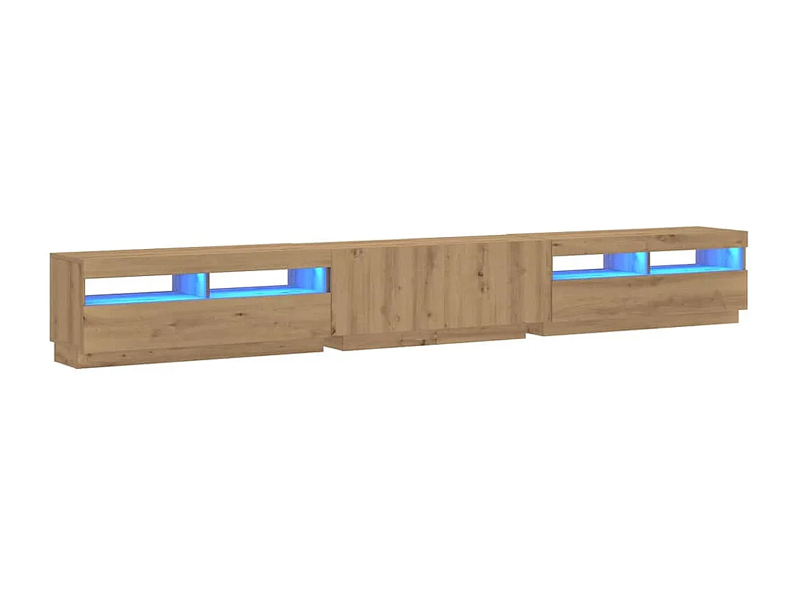 Tv-meubel | Tv-Bank | TV-kastmet LED 300x35x40 cm bewerkt hout artisanaal eiken