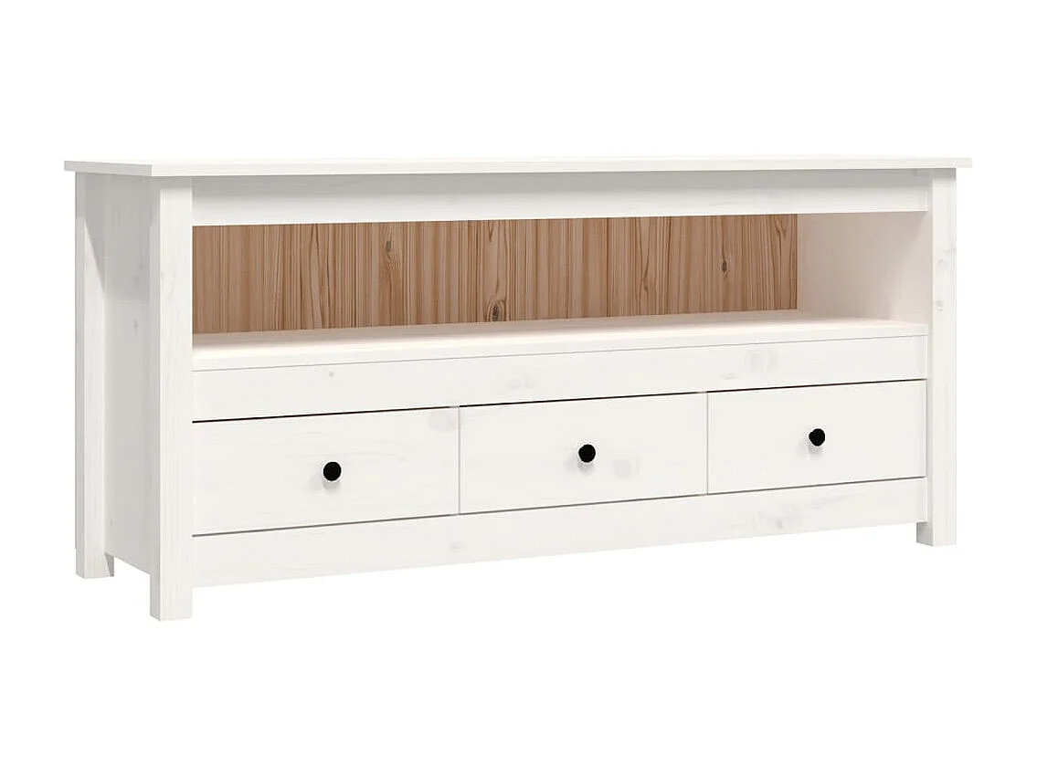 Meuble TV | Banc TV | Armoire TV Blanc 114x35x52 cm Bois de pin massif