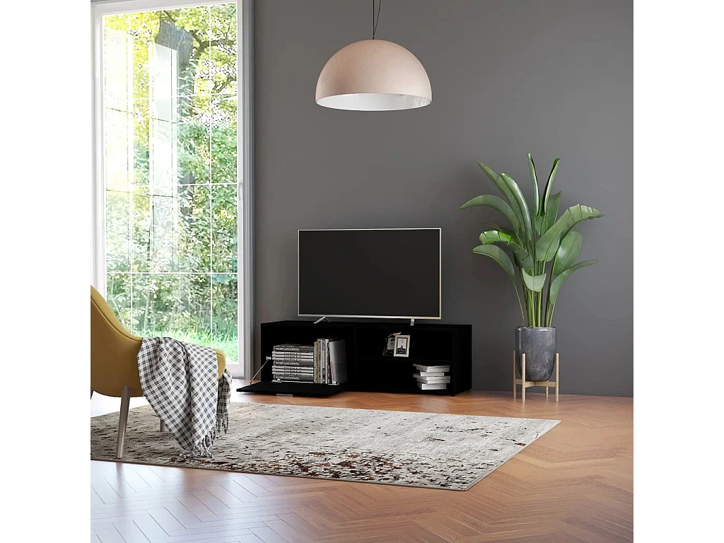 Mueble de TV | Mueble de salón madera contrachapada negra 120x34x37 cm
