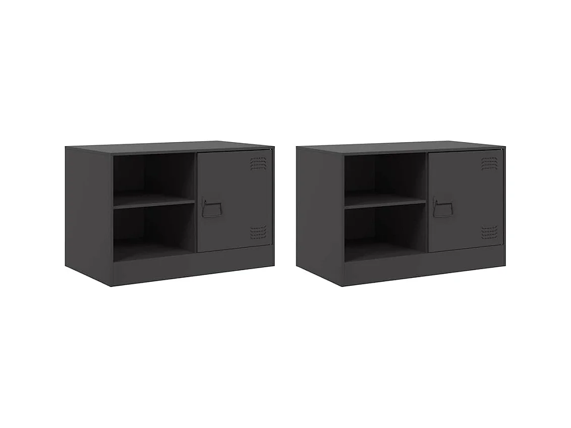 muebles para TV  | Gabinetes de TV |  Muebles de salón 2 unidades acero negro 67x39x44 cm