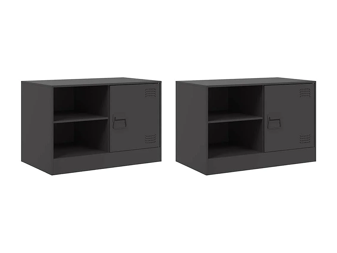 Meubles TV | Bancs TV | Armoires TV 2 pcs noir 67x39x44 cm acier