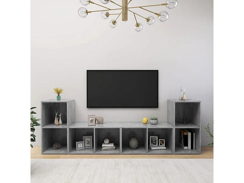 Meubles TV | Bancs TV | Armoires TV 4 pcs Gris béton 72x35x36,5 cm Bois d'ingénierie
