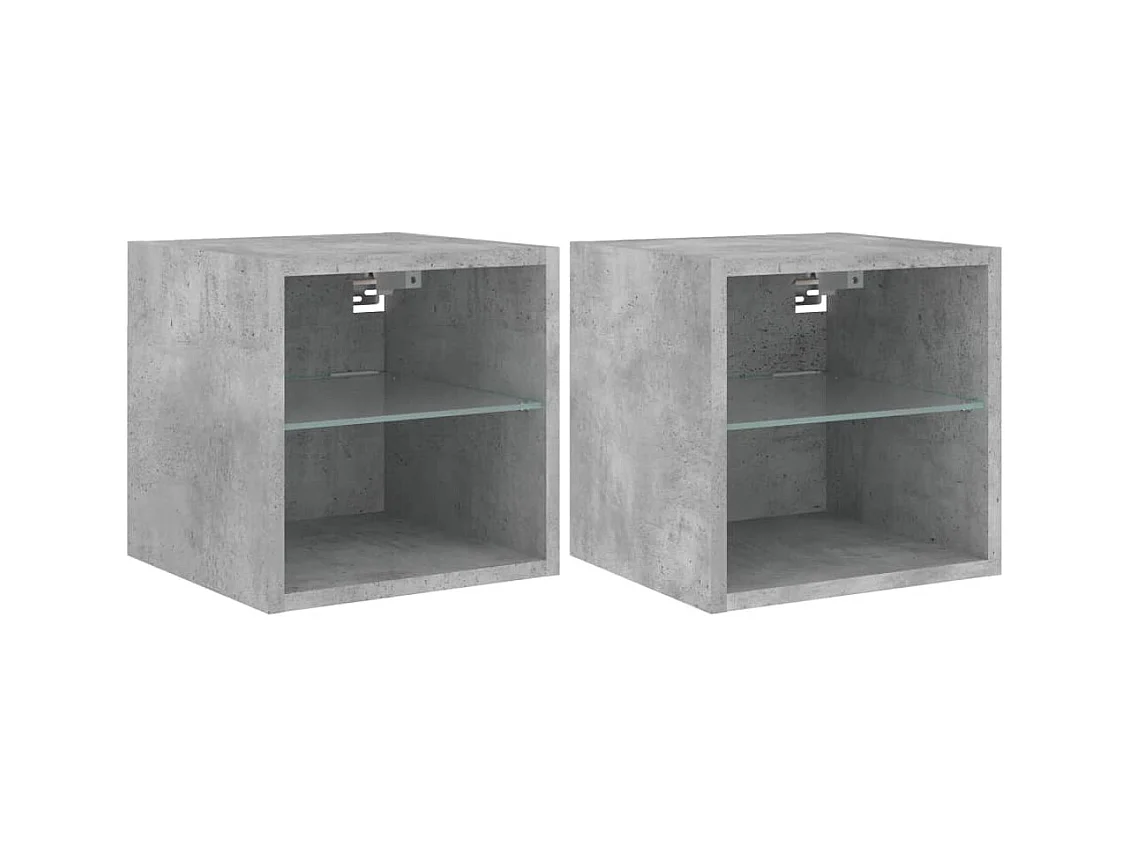 Muebles TV | Gabinetes de TV | Muebles de salón de pared luces LED 2 uds gris hormigón 30x28,5x30 cm