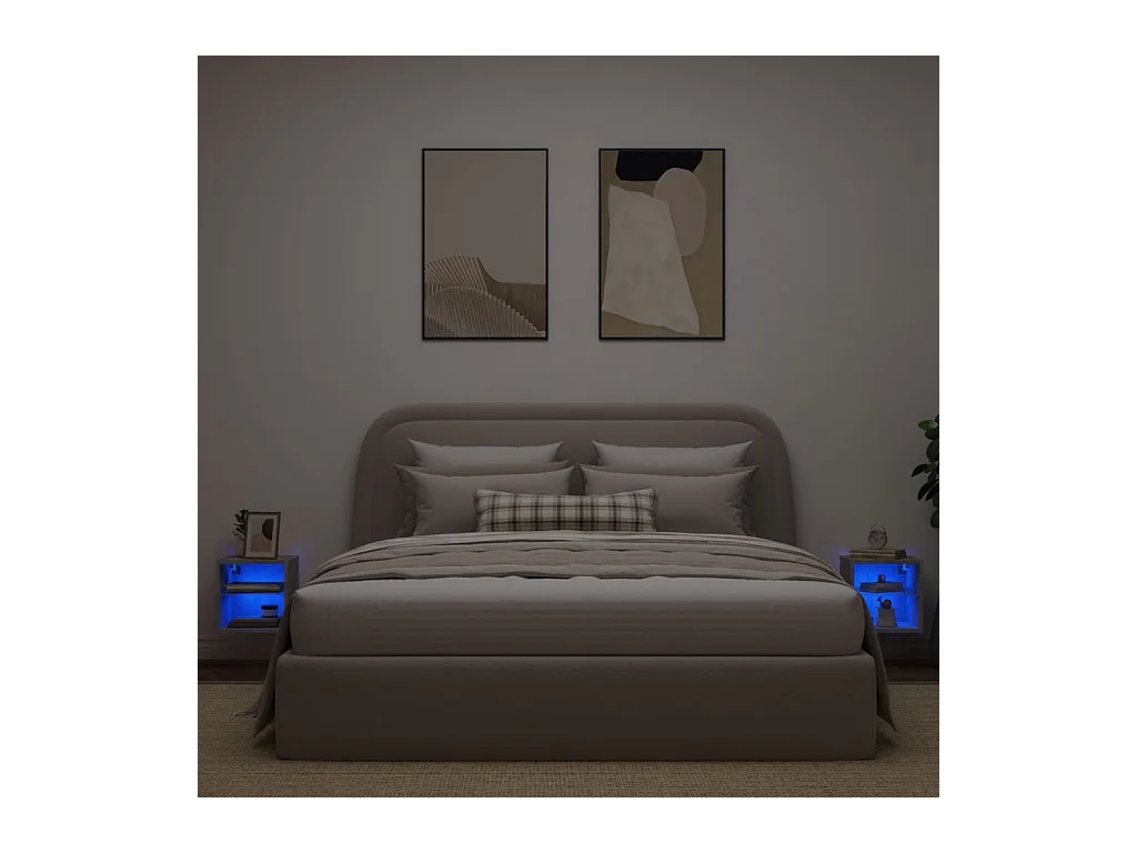 Muebles TV | Gabinetes de TV | Muebles de salón de pared luces LED 2 uds gris hormigón 30x28,5x30 cm