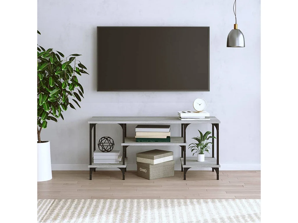 Mueble de TV | Mueble de salón madera contrachapada gris Sonoma 102x35x45,5 cm