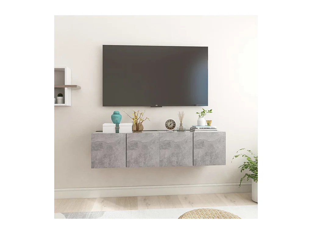 Muebles de salón | Gabinetes de TV |  Muebles de TV colgantes 2 unidades gris hormigón 60x30x30 cm