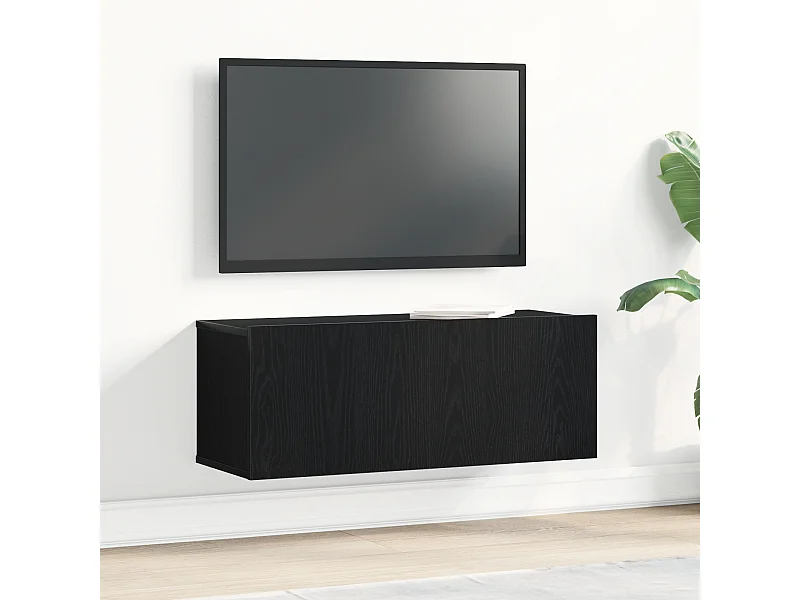 muebles para TV  | Gabinetes de TV |  Muebles de salón Montaje en la pared Roble negro 80 x 30 x 30 cm
