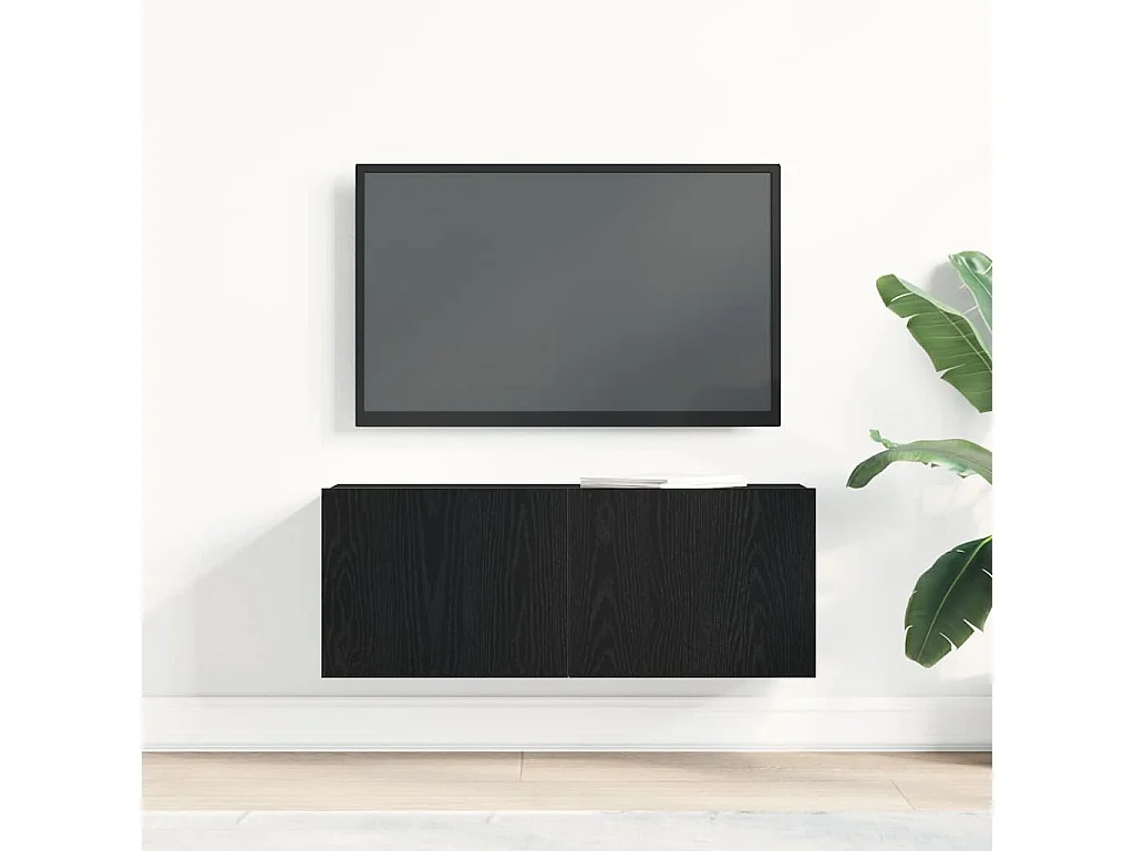 Meuble TV | Banc TV | Armoire TV en Chêne Noir de 80x30x30 cm en Bois Agencé