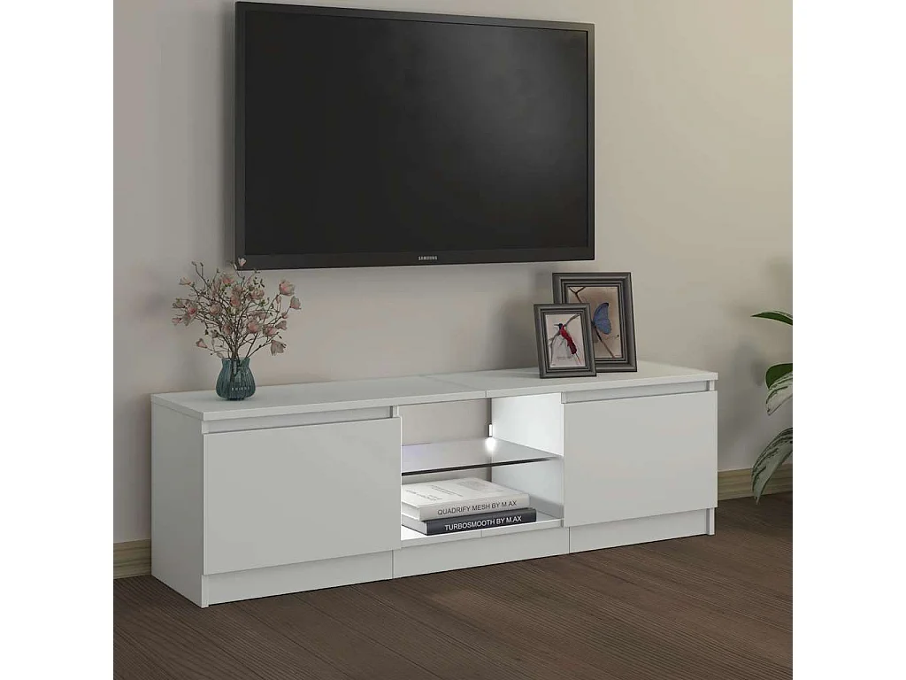 Mueble para TV  | Gabinete de TV |  Mueble de salón con luces LED blanco 120x30x36 cm
