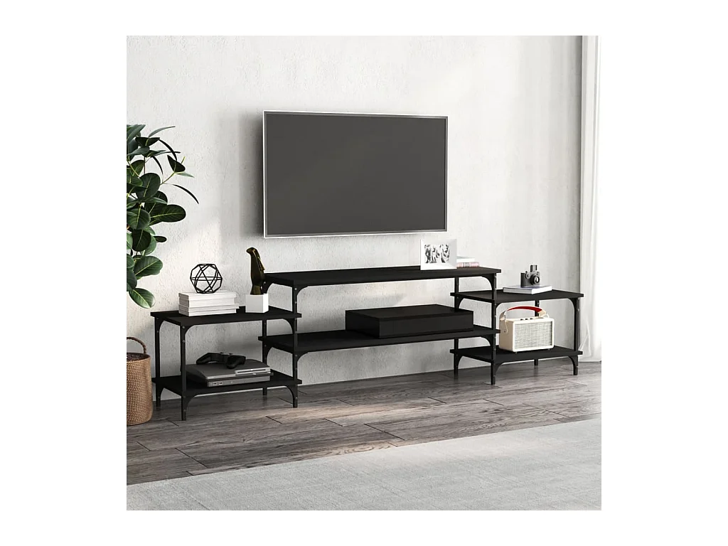Mueble para TV  | Gabinete de TV |  Mueble de salón madera contrachapada negro 197x35x52 cm