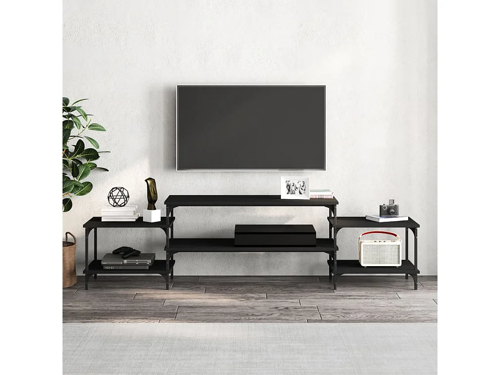 Meuble TV | Banc TV | Armoire TV noir 197x35x52 cm bois d'ingénierie