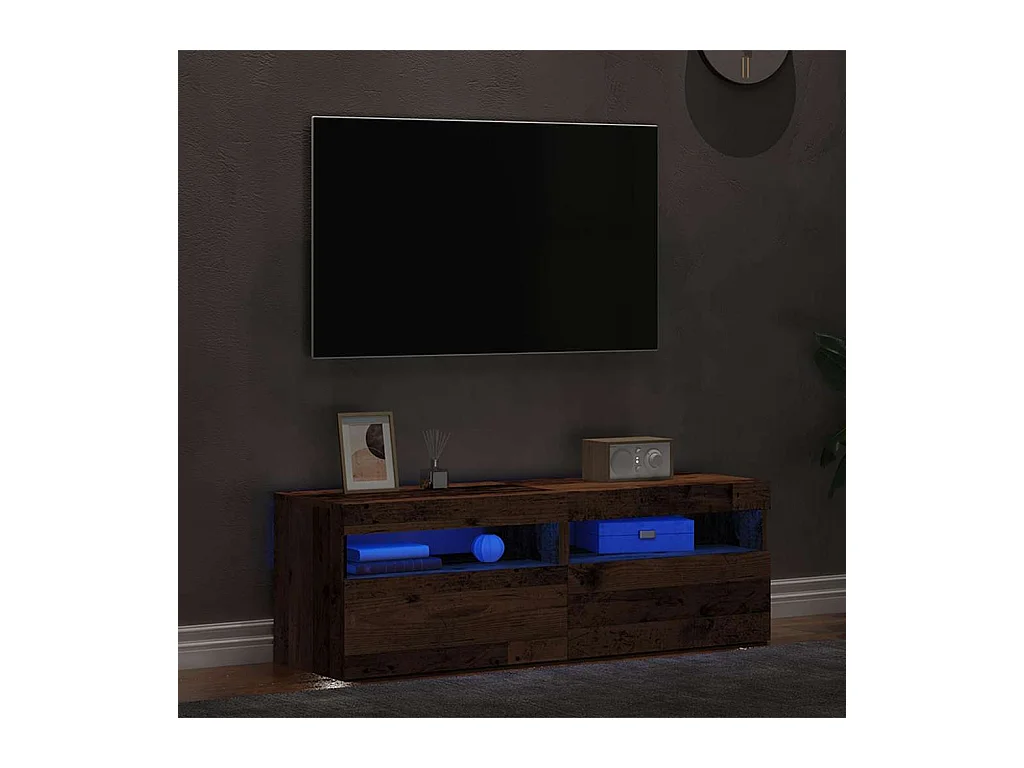 Muebles de TV | Gabinetes de TV |  Muebles de salón con luces LED 2 uds madera ingeniería envejecida