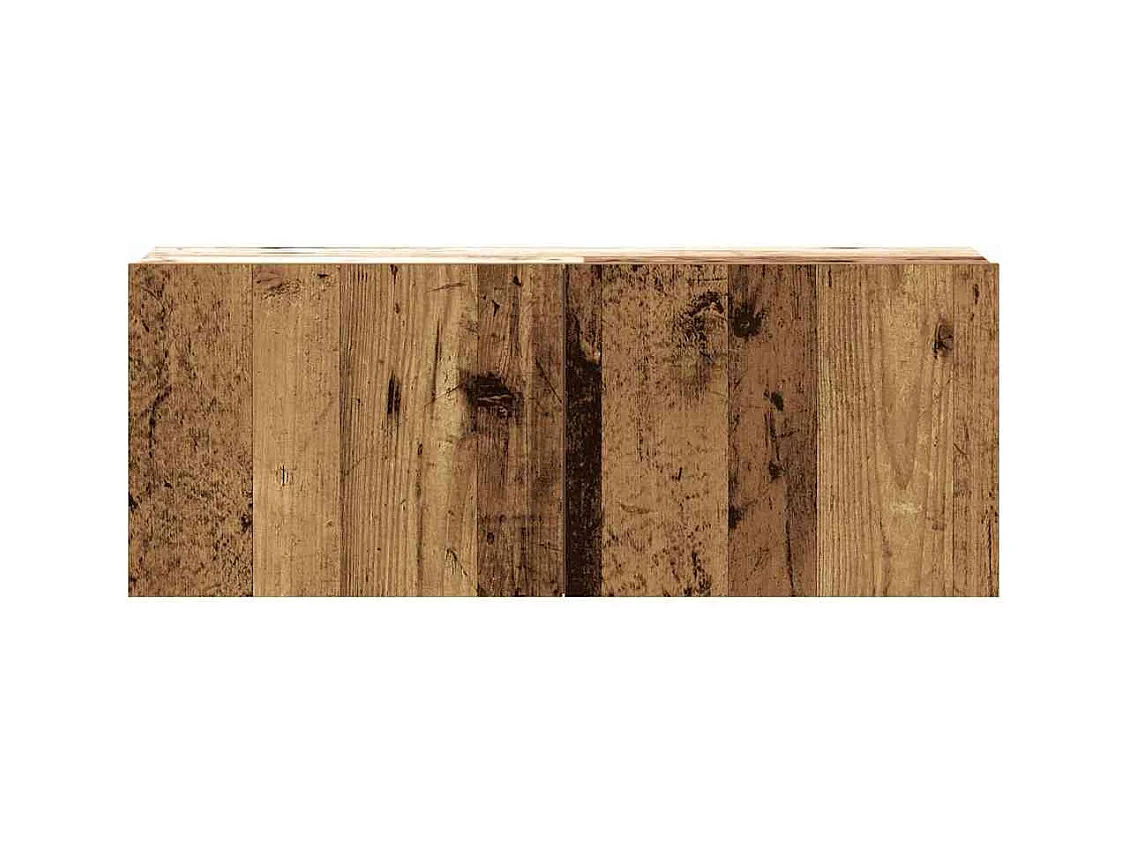 3-delig Tv-meubelset | Tv-Bank | TV-kast wandmontage bewerkt hout oud houtkleurig