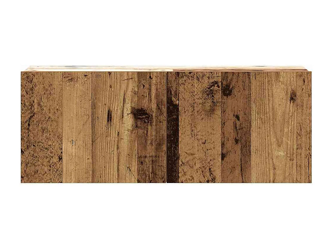 3-delig Tv-meubelset | Tv-Bank | TV-kast wandmontage bewerkt hout oud houtkleurig