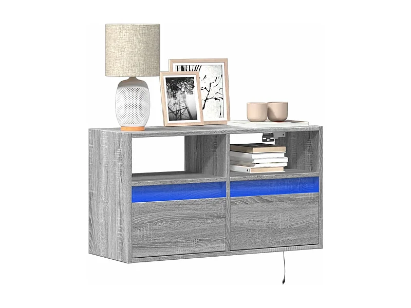 Tv-wandmeubel | TV-kast | Tv-Bank met LED 80x31x45 cm grijs sonoma eikenkleurig