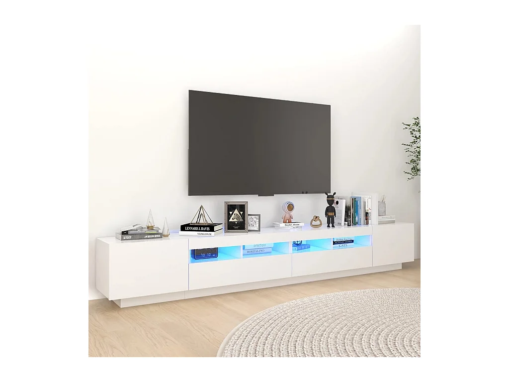 Mueble para TV  | Gabinete de TV |  Mueble de salón con luces LED blanco 260x35x40 cm