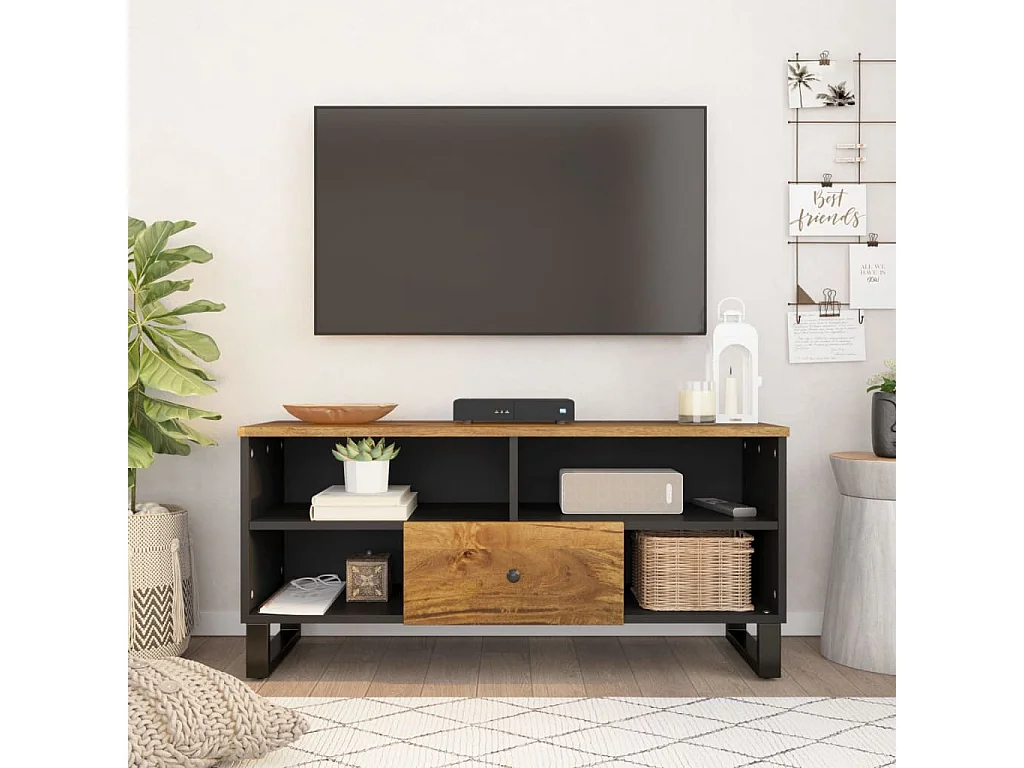 Mueble de TV | Mueble de salón madera mango y madera contrachapada 100x33x46 cm