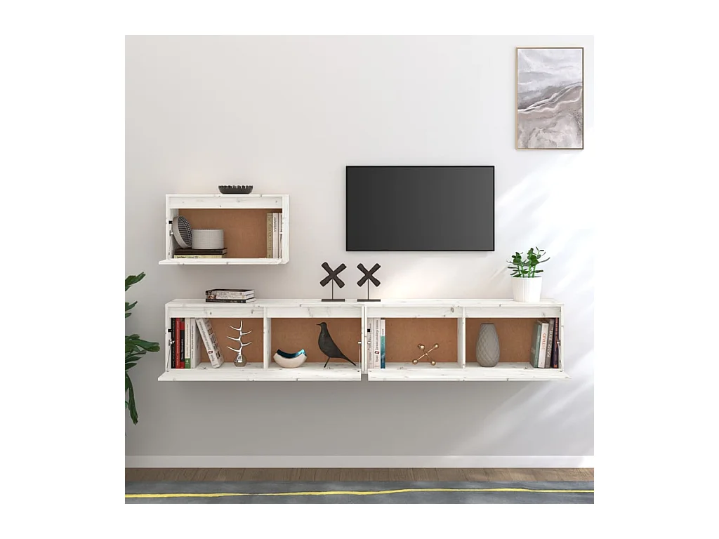 muebles para TV  | Gabinetes de TV |  Muebles de salón 3 piezas madera maciza de pino blanco