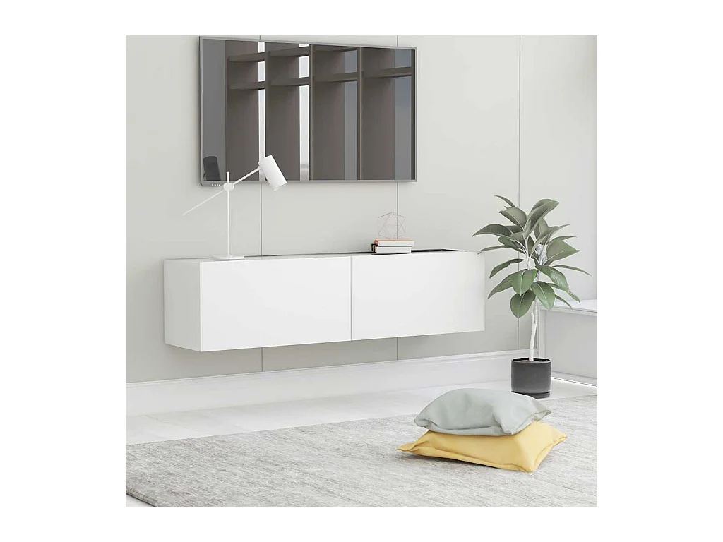 Meuble TV | Banc TV | Armoire TV Blanc 120x30x30 cm Bois d’ingénierie
