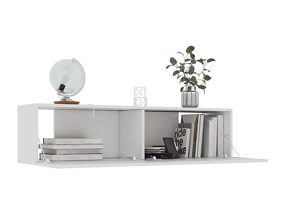 Meuble TV | Banc TV | Armoire TV Blanc 120x30x30 cm Bois d’ingénierie