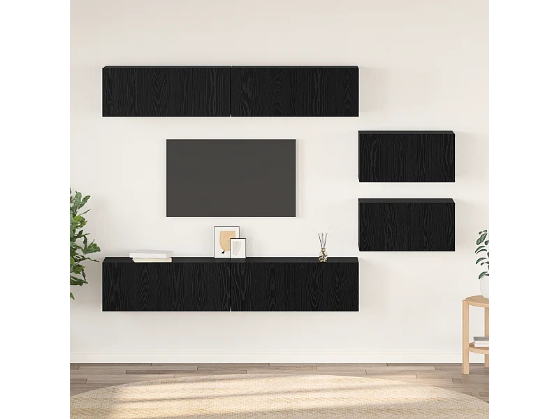 Ensemble meuble TV | Banc TV | Armoire TV 6 pcs Chêne noir 80 x 30 x 30.5 cm Petite