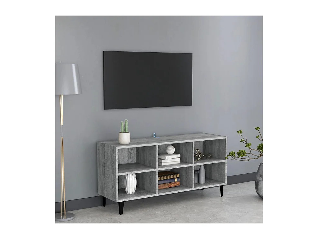 Meuble TV | Banc TV | Armoire TV avec pieds en métal Sonoma gris 103,5x30x50 cm