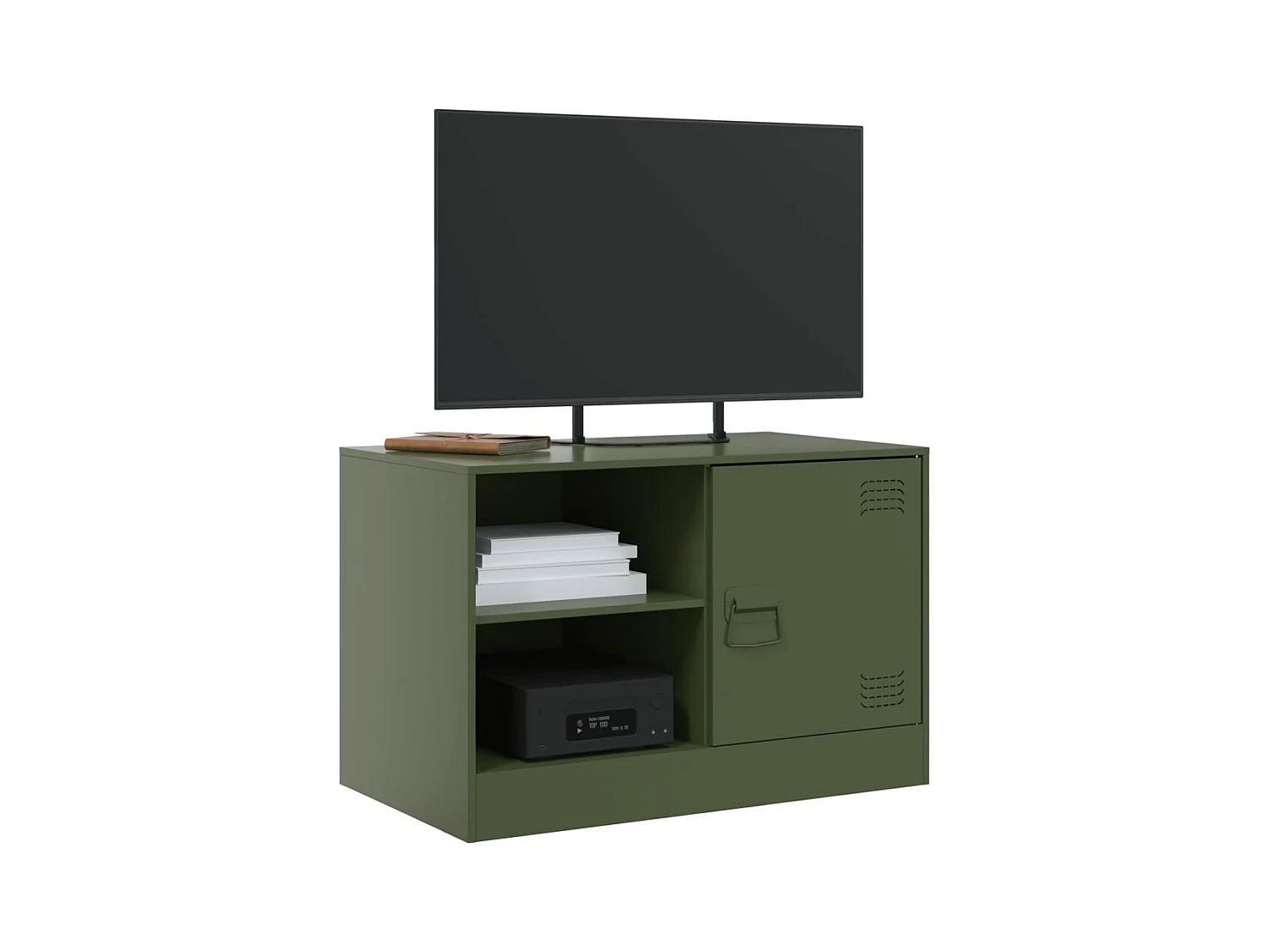 Mueble para TV  | Gabinete de TV |  Mueble de salón de acero verde oliva 67x39x44 cm