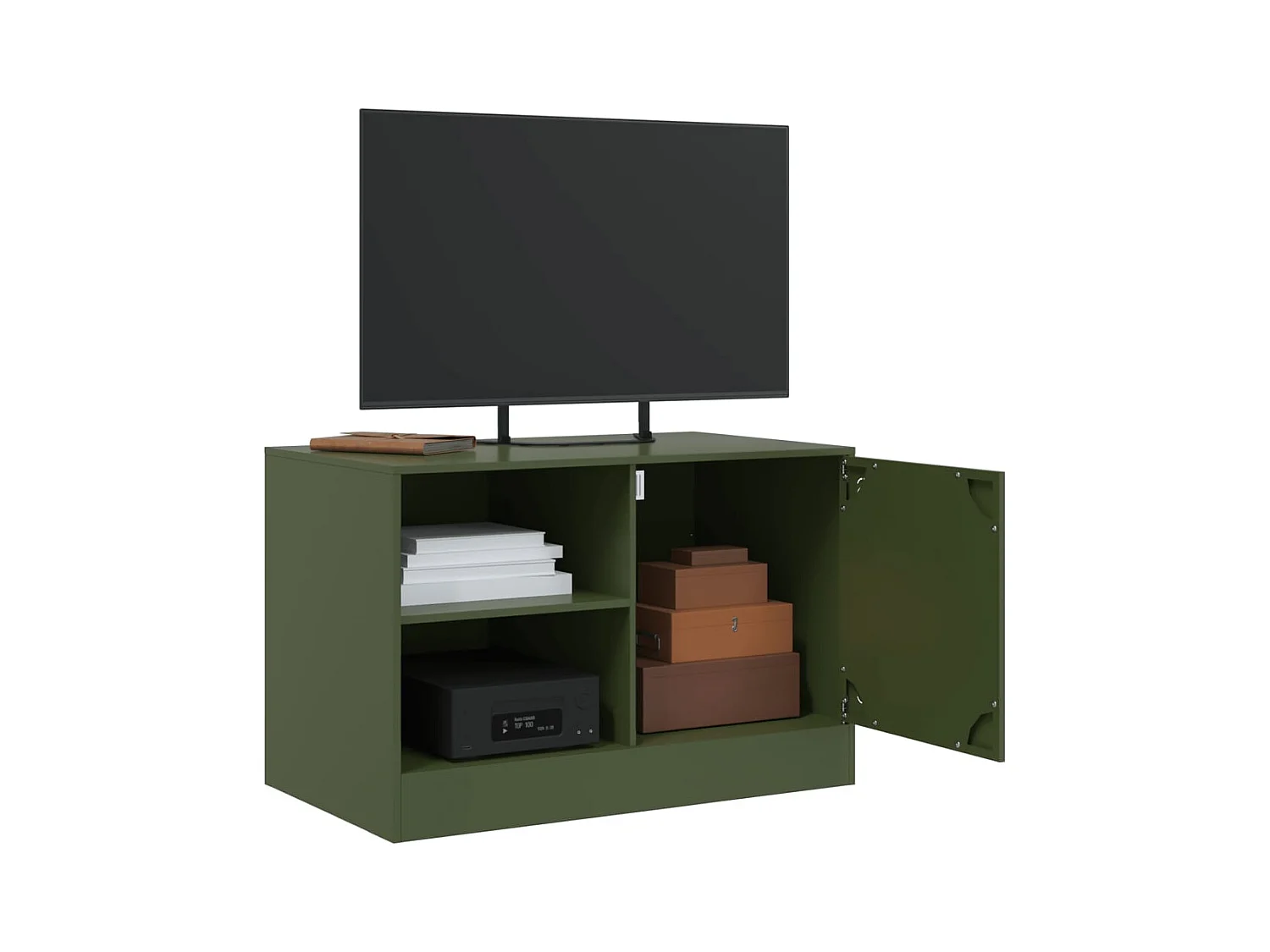 Mueble para TV  | Gabinete de TV |  Mueble de salón de acero verde oliva 67x39x44 cm